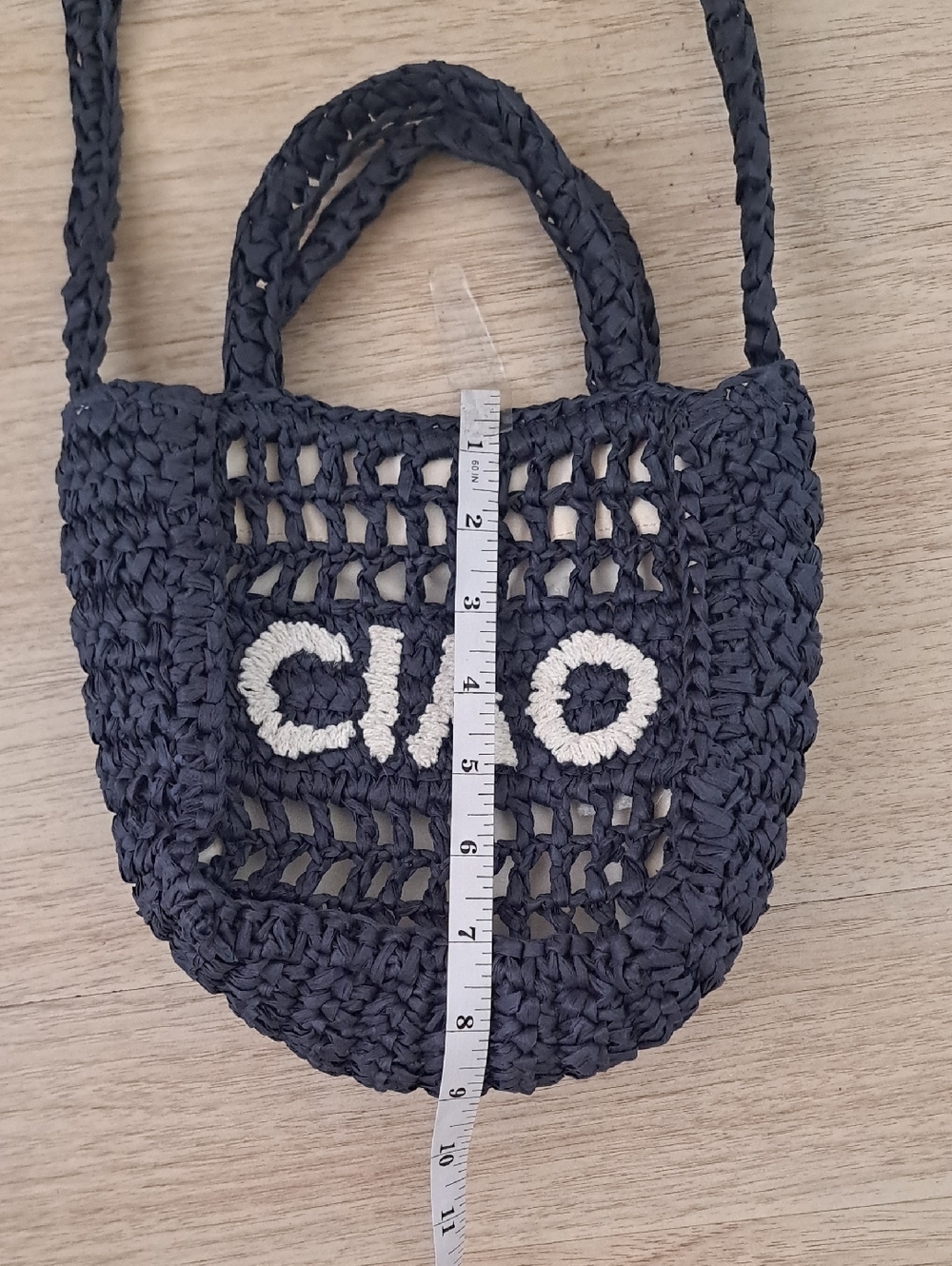 Universal Threads Goods Co. "CIAO " Navy Crochet Tote Handbag - Picture 5 of 7